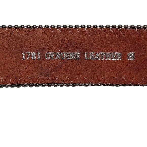 1781 BC‎ Leather Western Scroll Buckle Belt S Silver Rhinestone Brown Turquoise main image 7